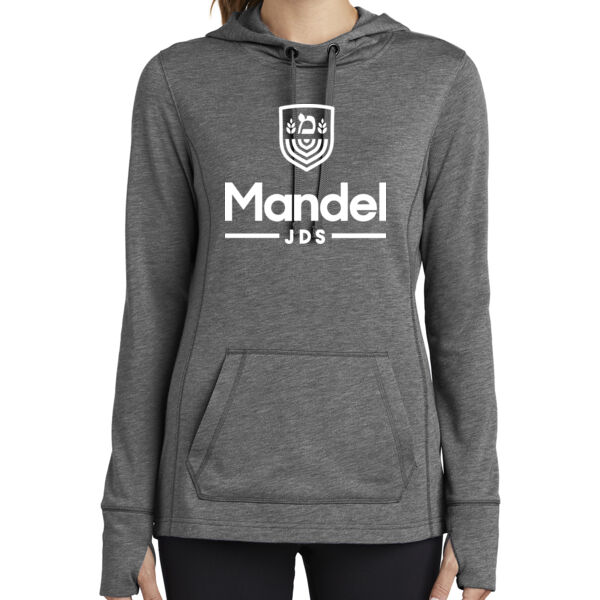 Sport-Tek ® Ladies PosiCharge ® Tri-Blend Wicking Fleece Hooded Pullover - Printed Logo Thumbnail