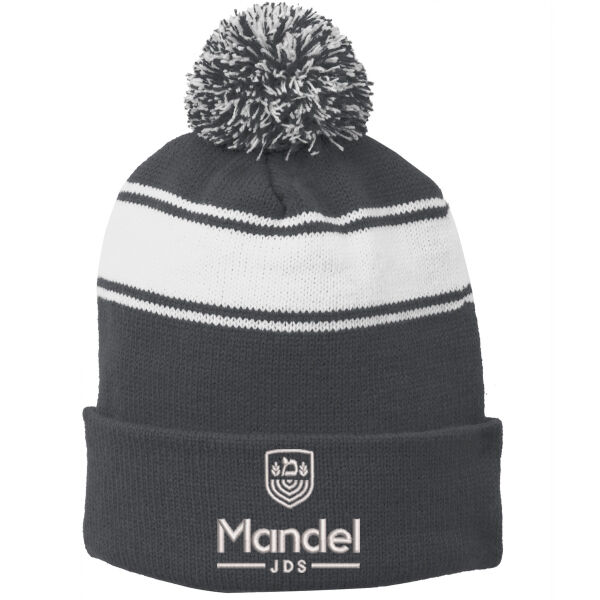 Sport Tek Stripe Pom Pom Beanie - Embroidered Logo Thumbnail