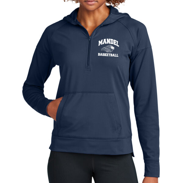 Sport Tek Womens Sport Wick Stretch 1/2 Zip Hoodie - Embroidered Logo Thumbnail
